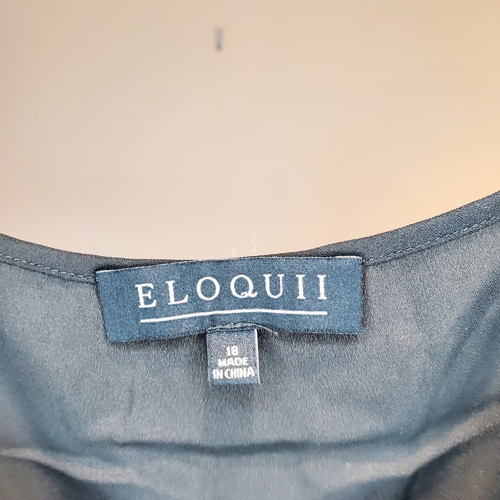 Eloquii Black Flutter Sleeve Blouse With Tie Detail Size 18 - Picture 6 of 11